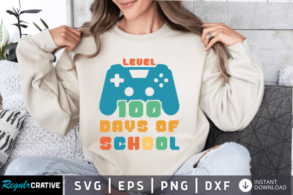 Level 100 Days of School Pexel Font SVG for Crafts and Graphics