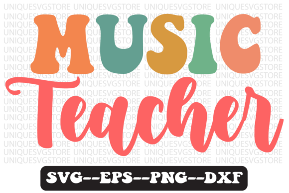 Music Teacher Groovy Retro SVG Design: A Vibrant Graphic for Crafts and Branding