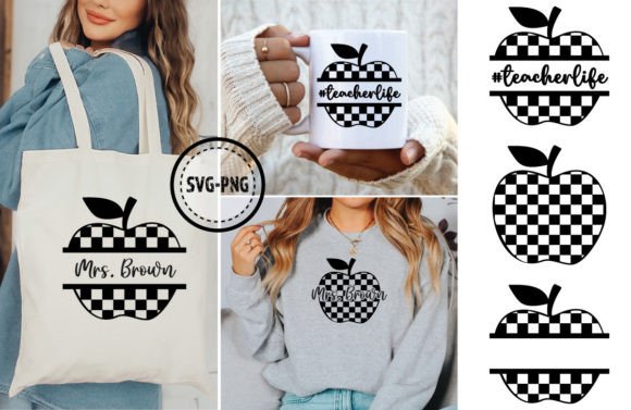 Teacher Checkered Apple SVG, Retro: A Solid Graphic Design Asset for Crafts