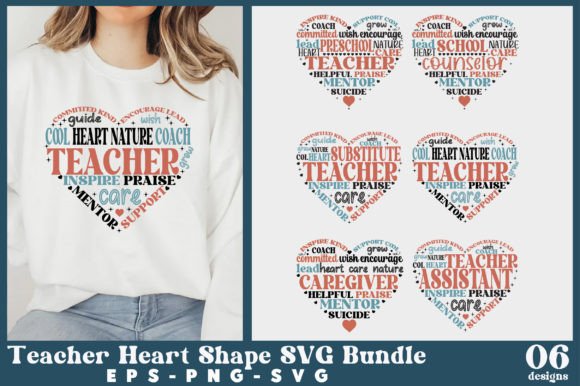 Teacher Heart Shape SVG Bundle: A Graphics Asset for Crafts and Content Creators