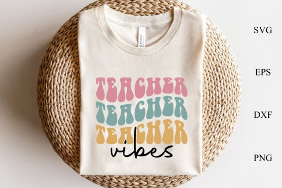 Teacher Vibes Retro Svg Design: A Nostalgic Graphic Asset for Crafts and Branding