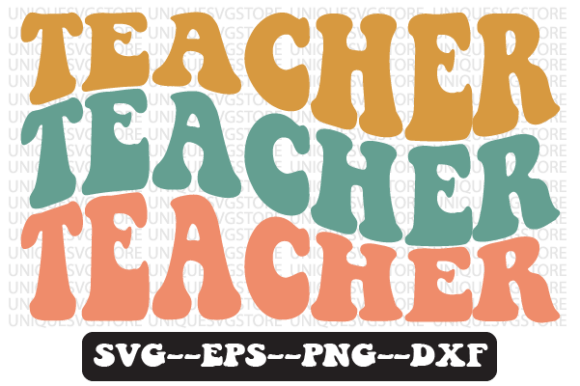 Teacher Wavy Retro Svg Design: A Versatile Craft Graphic for Creative Projects