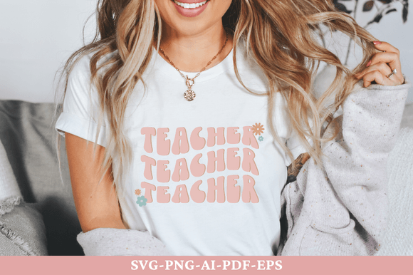 Teacher Wavy Text SVG: A Versatile Graphic Design Asset for Crafts and Local Branding