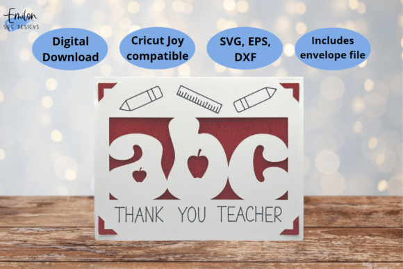Thank You Teacher SVG Insert Card for Crafts and Graphics